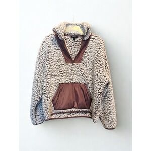 Fall Style EXPRESS kangaroo pocket sherpa fleece quarter zip sweatshirt s Purple